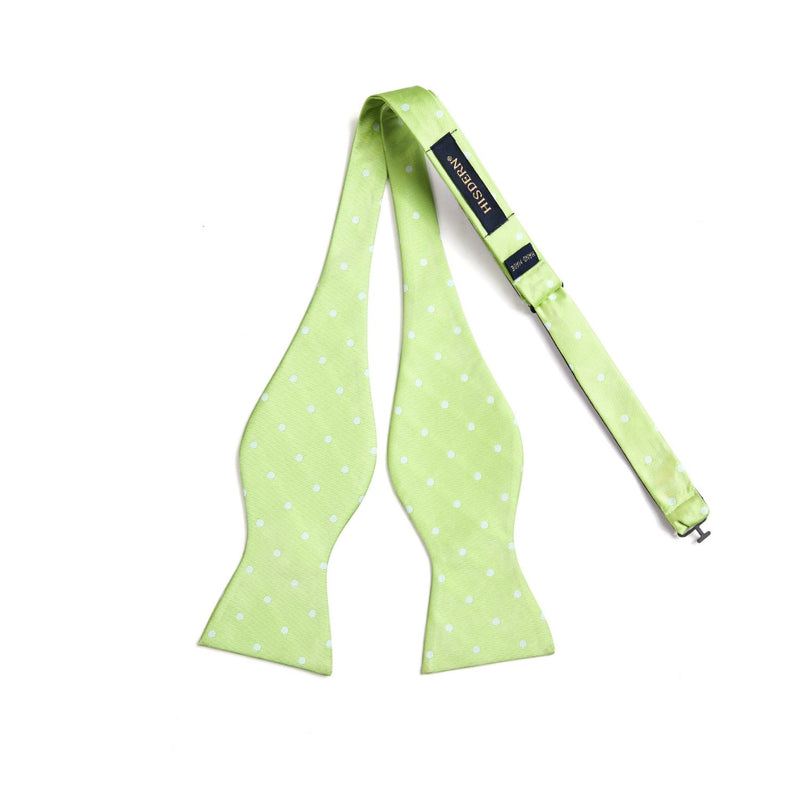 Polka Dots Bow Tie & Pocket Square - E4-GREEN /WHITE