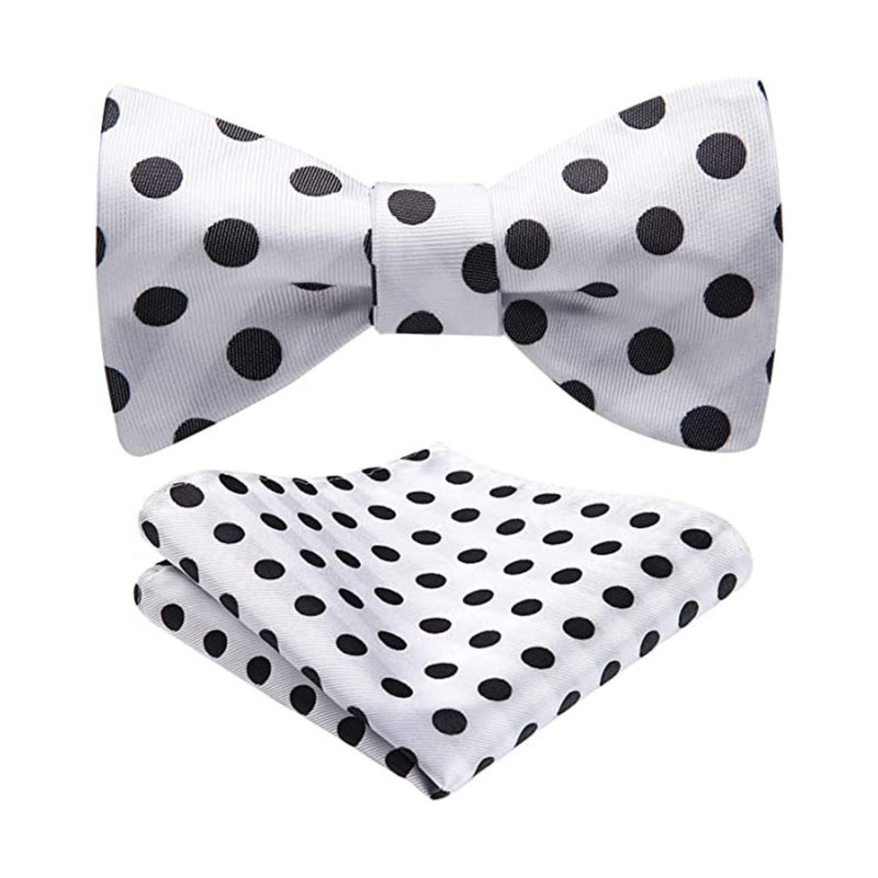 Polka Dots Bow Tie & Pocket Square - D-WHITE