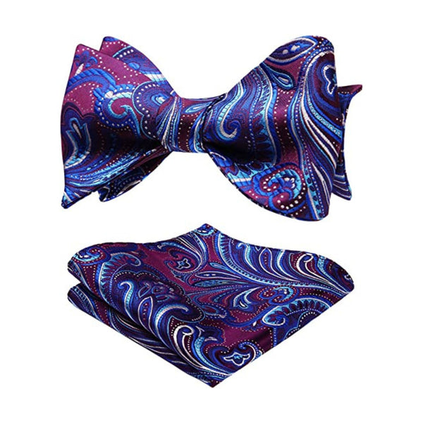 Paisley Bow Tie & Pocket Square - B-PURPLE/BLUE-1