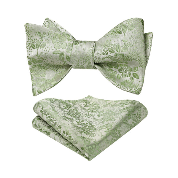 Floral Bow Tie & Pocket Square - B-05 SAGE GREEN