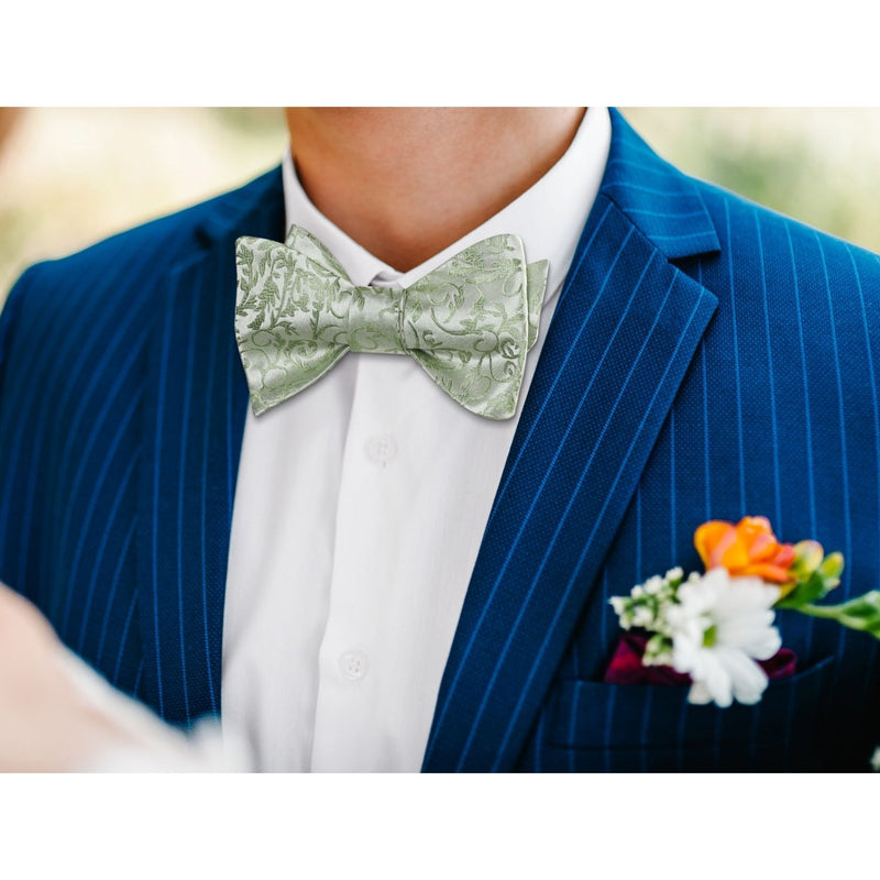 Floral Bow Tie & Pocket Square - SAGE GREEN-1