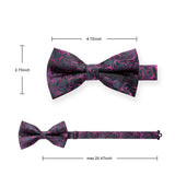 Floral Pre-Tied Bow Tie & Pocket Square - PURPLE