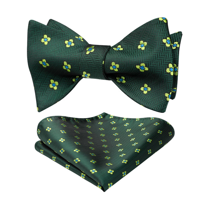 Floral Bow Tie & Pocket Square - G2-EMERALD GREEN