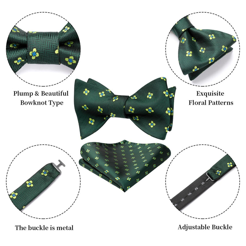 Floral Bow Tie & Pocket Square - G2-EMERALD GREEN