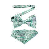 Paisley Pre-Tied Bow Tie & Pocket Square - PINK/GREEN