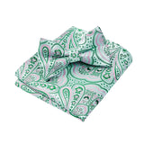 Paisley Pre-Tied Bow Tie & Pocket Square - PINK/GREEN