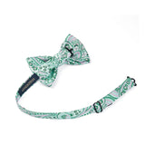 Paisley Pre-Tied Bow Tie & Pocket Square - PINK/GREEN