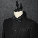 Floral Pre-Tied Bow Tie & Pocket Square - D15-BLACK