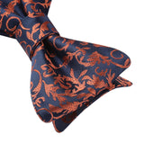 Floral Bow Tie & Pocket Square - ORANGE/NAVY