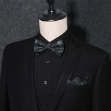Floral Bow Tie & Pocket Square - BLACK/WHITE-FLORAL