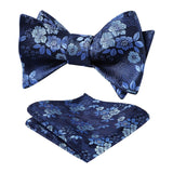 Floral Bow Tie & Pocket Square - A-A NAVY BLUE