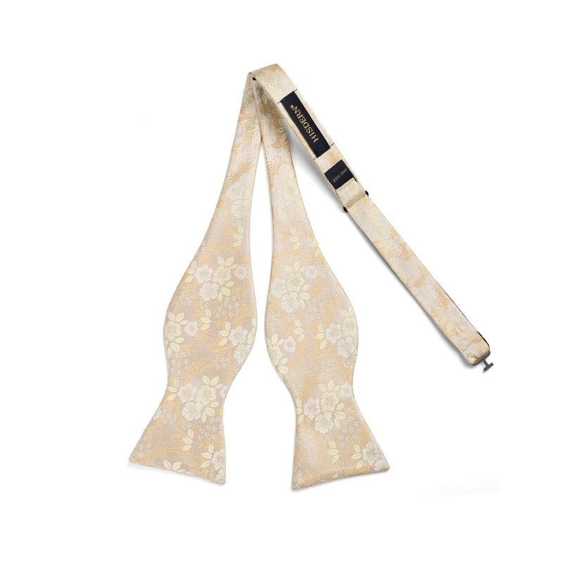 Floral Bow Tie & Pocket Square - G-021 CHAMPAGNE