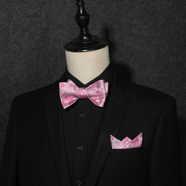 Floral Bow Tie & Pocket Square - E-02 PINK