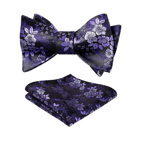 Paisley Floral Bow Tie & Pocket Square - A-PURPLE/LAVENDER