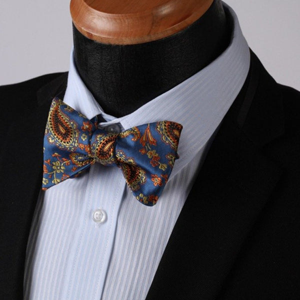 Paisley Bow Tie & Pocket Square - BLUE/GOLD