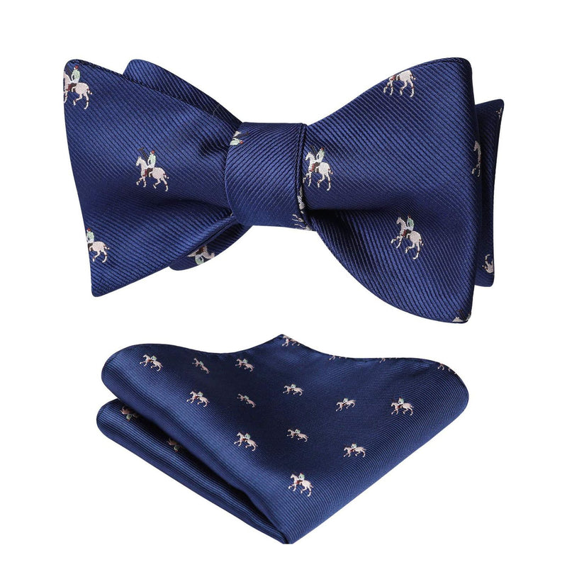 Horse Bow Tie & Pocket Square - NAVY