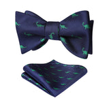 Dinasour Bow Tie & Pocket Square - NAVY BLUE