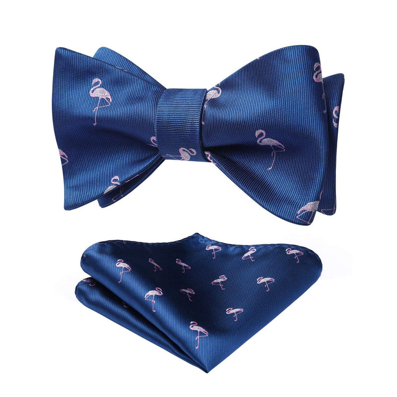 Flamingo Bow Tie & Pocket Square - BLUE