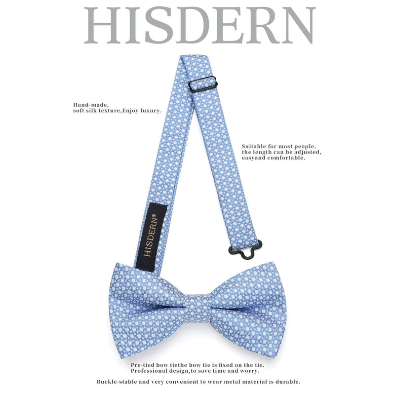 Houndstooth Pre-Tied Bow Tie - 01-BLUE