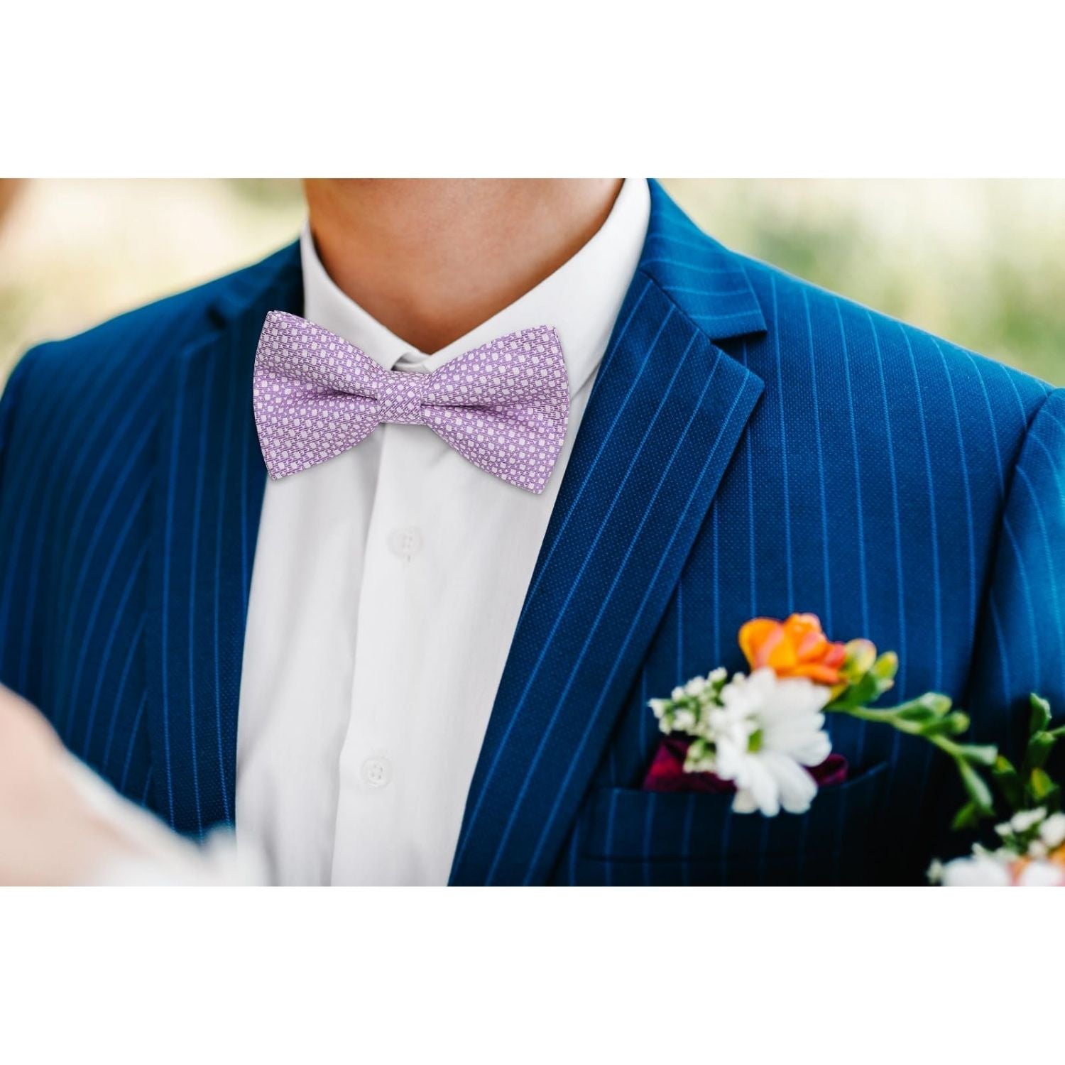 Houndstooth Pre-Tied Bow Tie - 01-PURPLE1