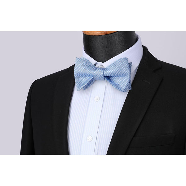 Houndstooth Bow Tie & Pocket Square - BABY BLUE/WHITE