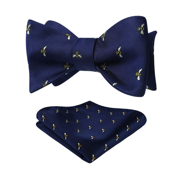 Bee Bow Tie & Pocket Square - NAVY/BLUE