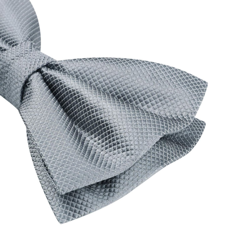 Solid Pre-Tied Bow Tie & Pocket Square - G-GREY