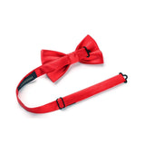 Solid Pre-Tied Bow Tie & Pocket Square - C-BRIGHT RED