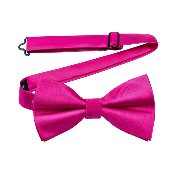 Hisdern Hot Pink Solid Pre-Tied Bow Tie Adjustable For Wedding Party