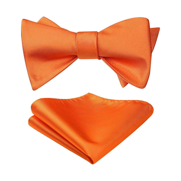 Solid Bow Tie & Pocket Square -  L3-YELLOW