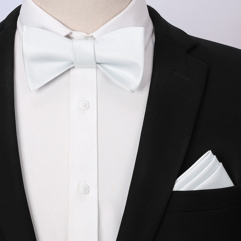 Solid Bow Tie & Pocket Square - WHITE