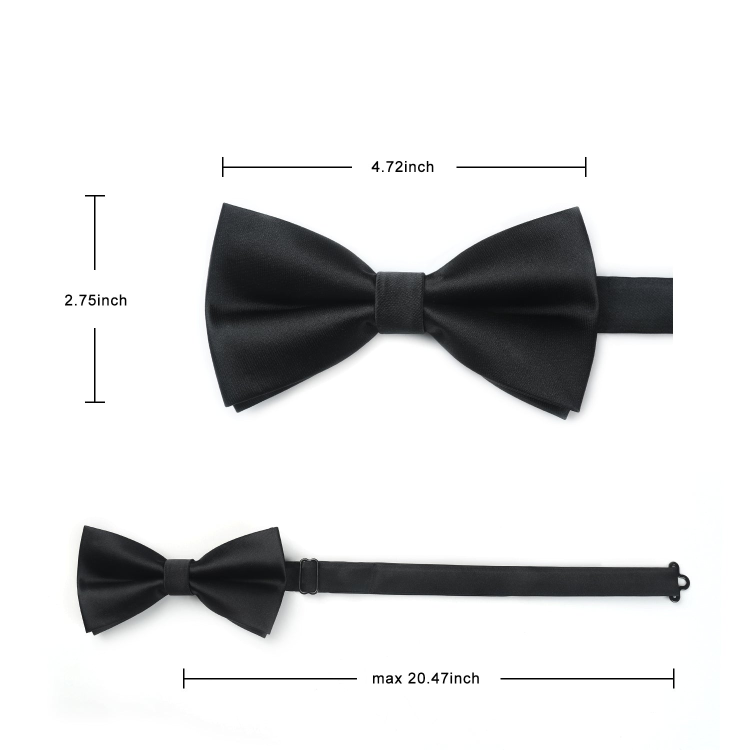 Solid Pre-Tied Bow Tie - BLACK-7