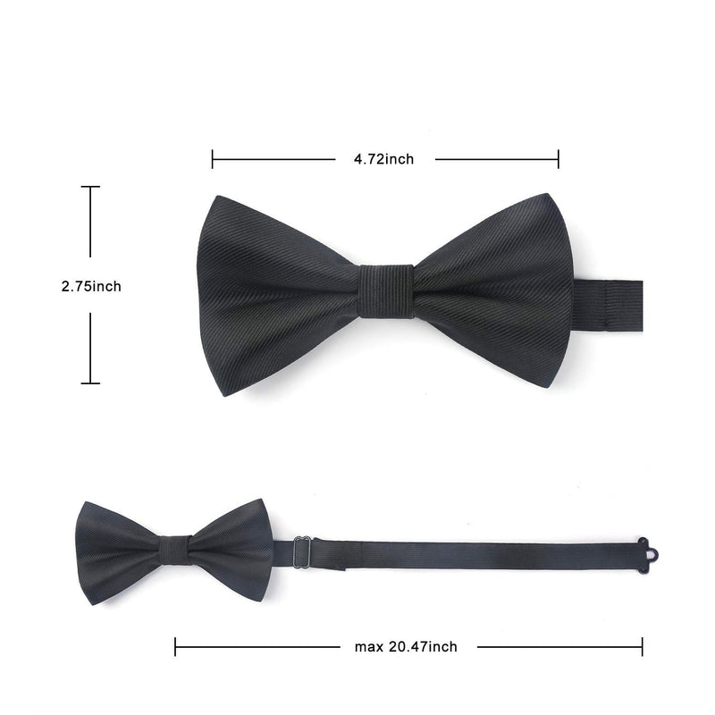 Solid Pre-Tied Bow Tie & Pocket Square - L-BLACK 1