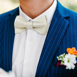 Houndstooth Bow Tie & Pocket Square - CHAMPAGNE-5
