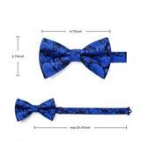 Paisley Pre-Tied Bow Tie & Pocket Square - ROYAL BLUE-12