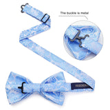 Paisley Pre-Tied Bow Tie & Pocket Square - SKY BLUE-12