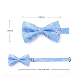 Paisley Pre-Tied Bow Tie & Pocket Square - SKY BLUE-12