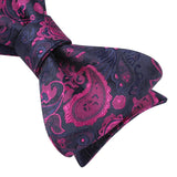 Paisley Bow Tie & Pocket Square - PLUM/NAVY BLUE