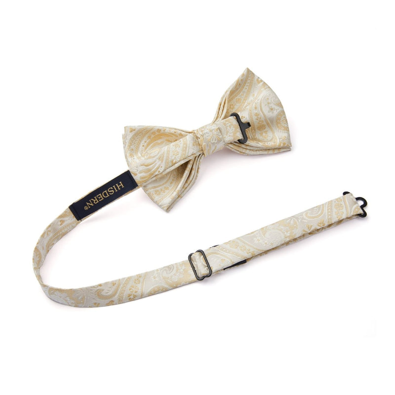 Paisley Pre-Tied Bow Tie & Pocket Square - CHAMPAGNE