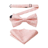 Paisley Pre-Tied Bow Tie & Pocket Square - BABY PINK