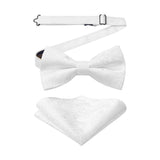 Paisley Pre-Tied Bow Tie & Pocket Square - WHITE