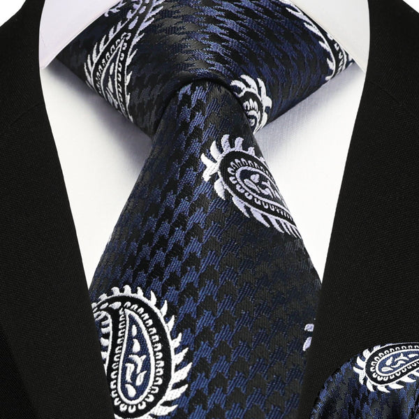 Paisley Tie Handkerchief Set - 26 NAVY BLUE