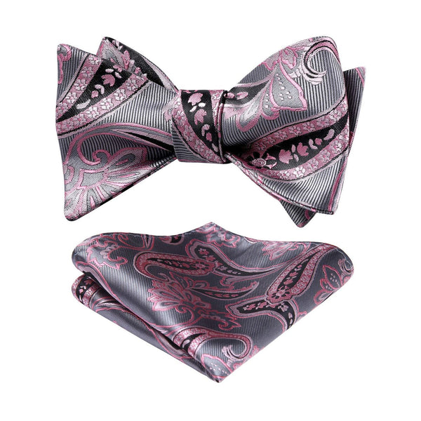 Paisley Formal Bow Tie & Pocket Square - 04-PINK