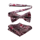 Paisley Pre-Tied Bow Tie & Pocket Square - C-RED 1