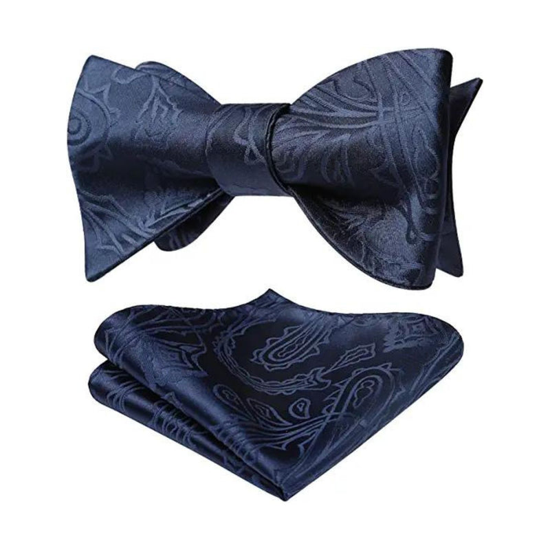 Paisley Bow Tie & Pocket Square - 2-NAVY BLUE