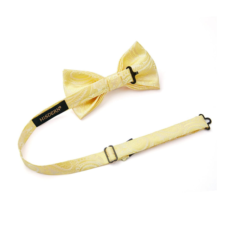 Paisley Pre-Tied Bow Tie & Pocket Square - YELLOW