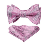 Paisley Bow Tie & Pocket Square - 01-PINK