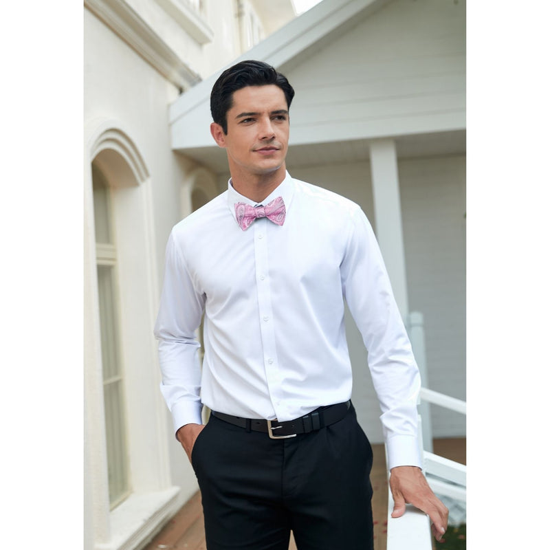 Paisley Bow Tie & Pocket Square - 01-PINK