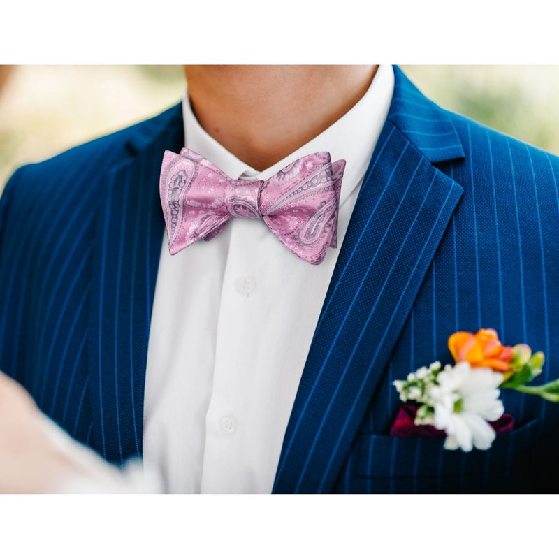 Paisley Bow Tie & Pocket Square - 01-PINK