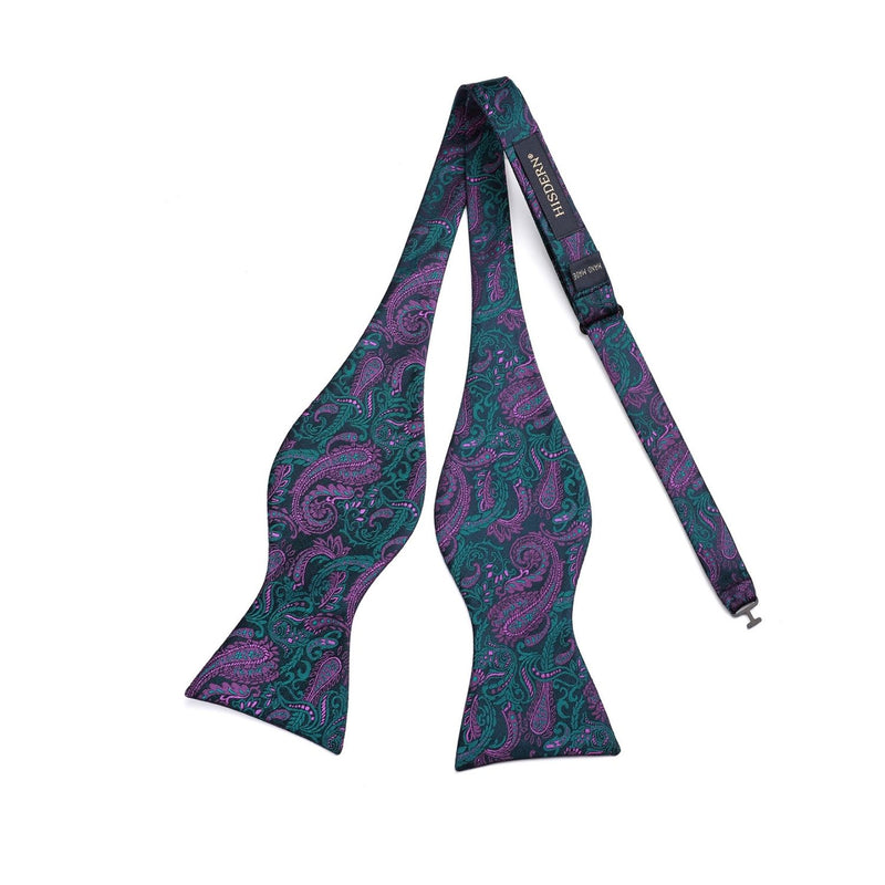 Paisley Bow Tie & Pocket Square - 02-NAVY BLUE/PURPLE